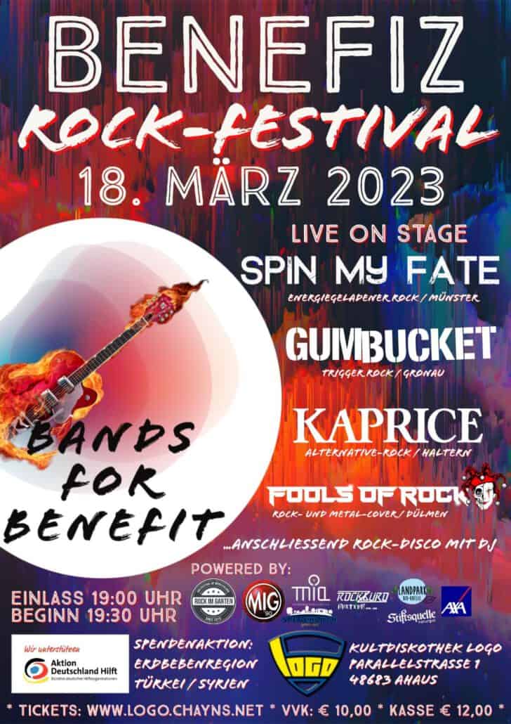 Plakat für das Benefiz-Rock-Festival 2023.