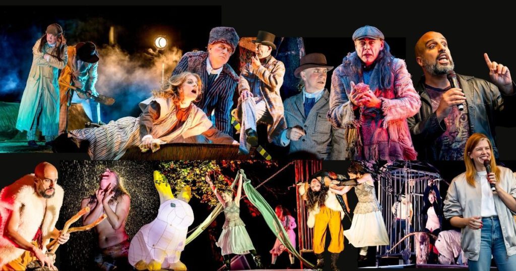 Szenen aus einem Theaterstück im Freien